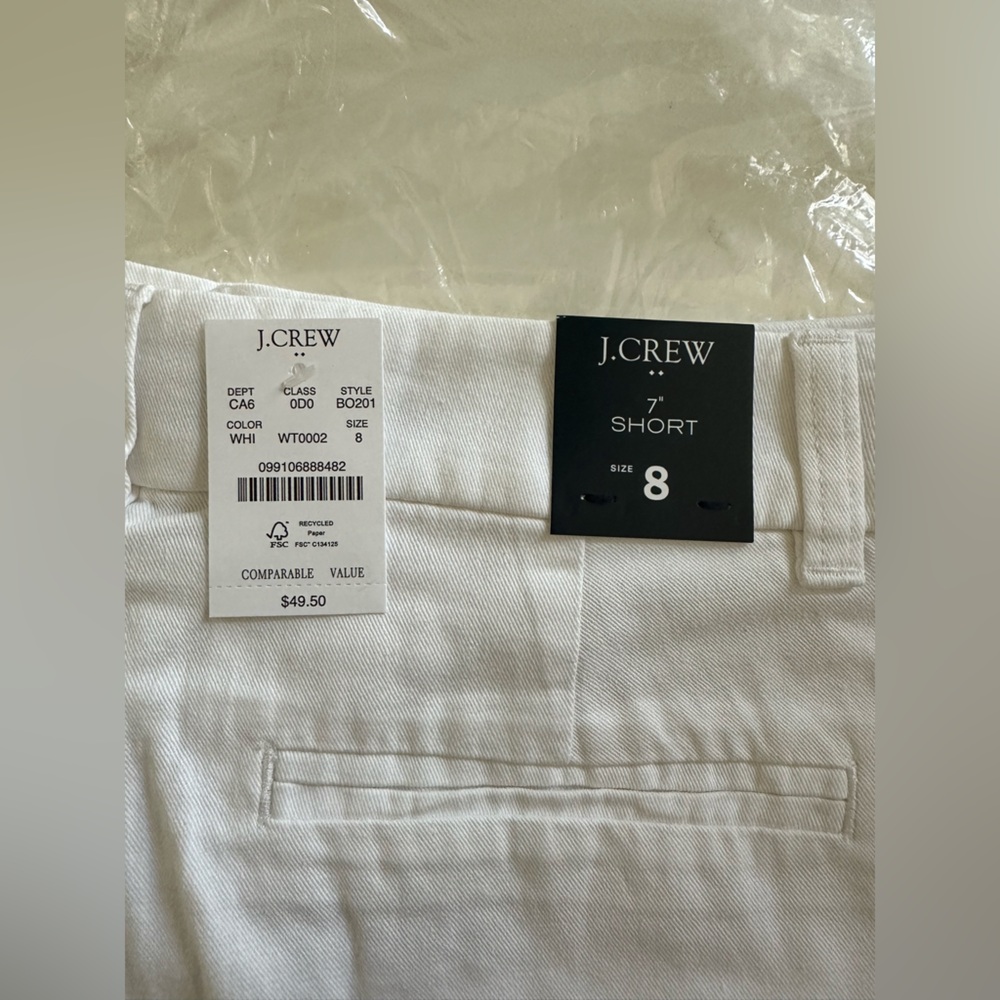 J.Crew - Stunning White Classic Chino Shorts 7" - BNWT! - Picture 6 of 7